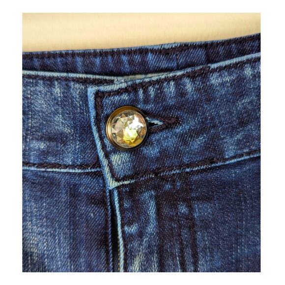 Chico'sY2K Platinum sz1 Wiskers bootcut bling some distressing no cuts flareGUC - Picture 6 of 16